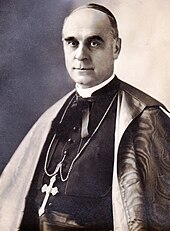 Photographie en noir et blanc représentant le cardinal Merry del Val en tenue ecclésiastique. (