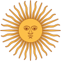 Sol de Mayo en la bandera de la Argentina, est. 1818