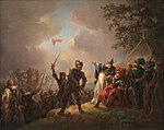 1809년 크리스티안 아우구스트 로렌첸(Christian August Lorentzen)이 제작한 그림 《린다니세 전투 도중에 하늘에서 내려온 덴마크의 국기》