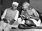 From the late 19th century, and especially after 1920, under the leadership of Mahatma Gandhi (right), the Congress became the principal leader of the Indian independence movement.[399] Gandhi is shown here with Jawaharlal Nehru, later the first prime minister of India.