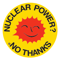 اینٹی نیوکلیئر پاور موومنٹ دا مسکراندے سورج دا لوگو: "جوہری طاقت؟ شکریہ نئيں"