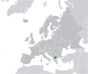 Localizarea Republicii Macedonia de Nord pe continentul European