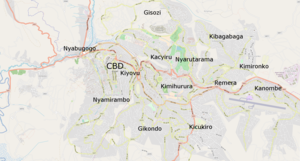 A labelled map of Kigali