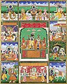 Image 7The ten avatars of Vishnu, (Clockwise, from top left) Matsya, Kurma, Varaha, Vamana, Krishna, Kalki, Buddha, Parshurama, Rama and Narasimha, (in centre) Radha and Krishna. Painting currently in Victoria and Albert Museum. (from Hindu deities)