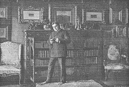 Coquelin Aîné chez lui photographié par Dornac (1893).