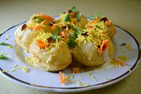 A typical serving of dahi puri