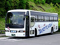 4406 1990年代以降の貸切車は白地に梅の花と枝をあしらったカラーリングに変更され「PLUM LINER」という愛称が付けられていた。このカラーリングの車両はほとんどが堀川観光バスに譲渡されている。