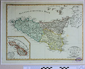 Карта Сицилии и Мальты, 1808