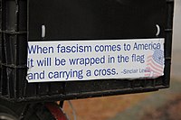 Bumper sticker with a Sinclair Lewis quote on a bicycle