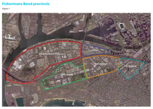 Map showing the new precincts in Fishermans Bend