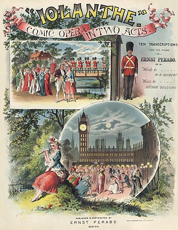 Cover of Ernst Perabo's set of piano transcriptions of Gilbert and Sullivan's Iolanthe