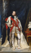 騎士団の正装をしたイタリア国王ウンベルト1世を描いた肖像画（1873年ペドロ・アメリコ画）