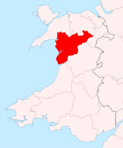 Merionethshire shown within Wales