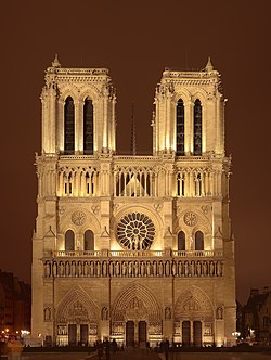Fasado de la romkatolika katedralo de Parizo