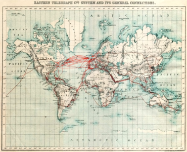 Map showing Eastern Telegraph Company's submarine cables
