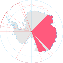 Peta Antartika menunjukkan tuntutan Australia