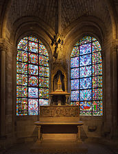 Stained glass windows of the Basilica of Saint Denis (1141–1144).
