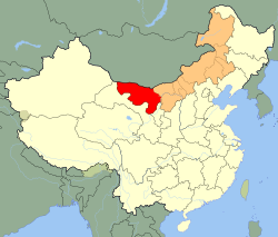 Alxa (punaisella) Sisä-Mongoliassa (oranssilla).