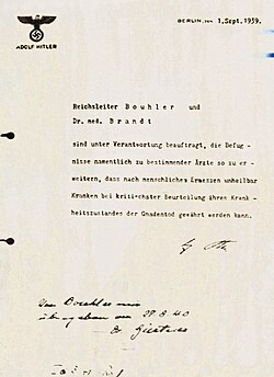 Заповедта на Хитлер за начало на Акция Т4