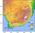 Topographic map of South Africa.