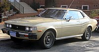 1976 Toyota Celica coupe GT (RA24, US). Note the enlarged bumpers, required by US federal law.