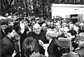 West German Chancellor Dr. Helmut Kohl, West Berlin mayor Walter Momper, West German Foreign Minister Hans-Dietrich Genscher and East German Prime Minister Dr. Hans Modrow at the opening of the Brandenburger Tor crossing on 22 December 1989.