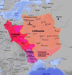 لهستان و لیتوانی تحت فرمان یوگایلا در اواخر قرن ۱۴ میلادی