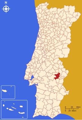 Poloha okresu v rámci ktorého sa mesto v Portugalsku nachádza