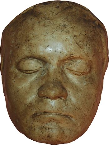 Masque de Beethoven moulé en 1812 par le sculpteur Franz Klein (en) pour le buste réalisé la même année (Beethoven Haus de Bonn).