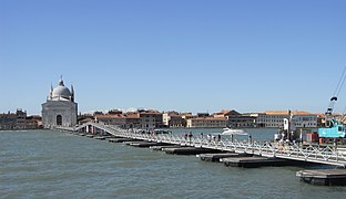The pier that connects Giudecca with Venice during the Festa del Redentore in July