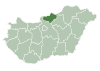 Map of Hungary highlighting Nógrád County