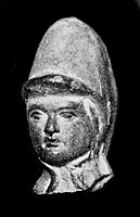Mauryan head with a conical hat from Sarnath.