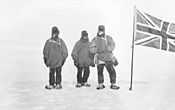 Eric Marshall, Frank Wild and Ernest Shackleton at their Farthest South latitude, 88°23'S