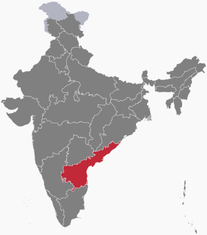 The map of India showing Andhra Pradesh