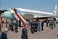 Reagan saapuu Moskovan lentoasemalle Helsingistä.