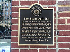 Plaque at Stonewall Inn