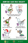 Instruccions per al correcte ús d'un urinari sec a Sri Lanka.