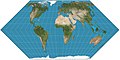 Image 5 Eckert II projection Map: Strebe, using Geocart The Eckert II projection is an equal-area pseudocylindrical map projection presented by Max Eckert-Greifendorff in 1906. In the equatorial aspect (where the equator is shown as the horizontal axis) the network of longitude and latitude lines consists solely of straight lines, and the outer boundary has the distinctive shape of an elongated hexagon. More selected pictures