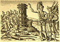 Athore, son of the Timucuan king Saturiwa, showing Laudonnière the monument placed by Jean Ribault in 1562.
