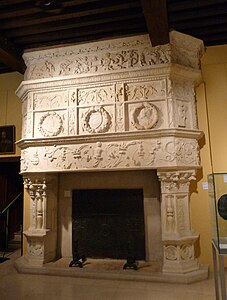 Renaissance fireplace, unknown architect or sculptor, 16th century, limestone, Château des ducs de Bar, Bar-le-Duc, France