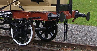 Three-link coupling on an antique tank wagon
