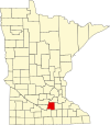 State map highlighting Le Sueur County