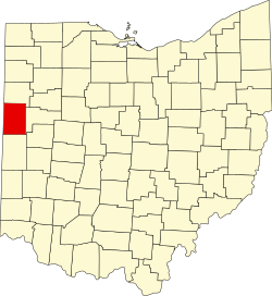 Karte von Mercer County innerhalb von Ohio