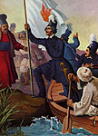 Alexander Ypsilantis cruza o Pruth, durante a Guerra de independência da Grécia. Pintado por Peter von Hess.