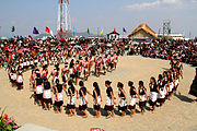 The Hornbill Festival, Kohima, Nagaland. The festival involves colourful performances, crafts, sports, food fairs, games and ceremonies.[77]