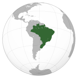 दक्षिण अमेरिका का मानचित्र पर ब्राज़ीली साम्राज्य हरे रंग में