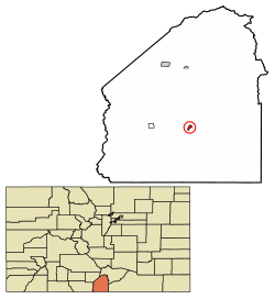 Location of San Luis in Costilla County, Colorado.