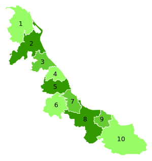 Karte mit den 10 verschiedenen Großregionen des Bundesstaates