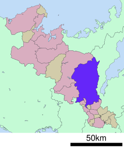 Vendndodhja e Kjotos në Prefekturën Kjoto
