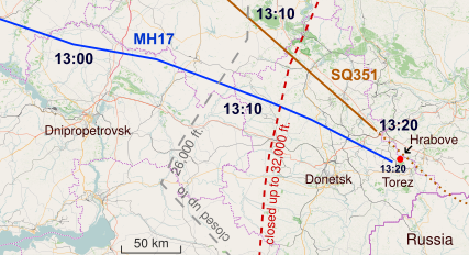 Localisation précisée à l'est de Donetsk.